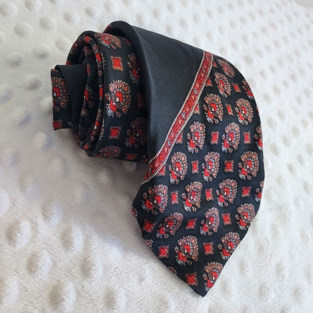 Vintage Christian Dior Tie Cravates Baskin Collab Logo Paris New York Necktie